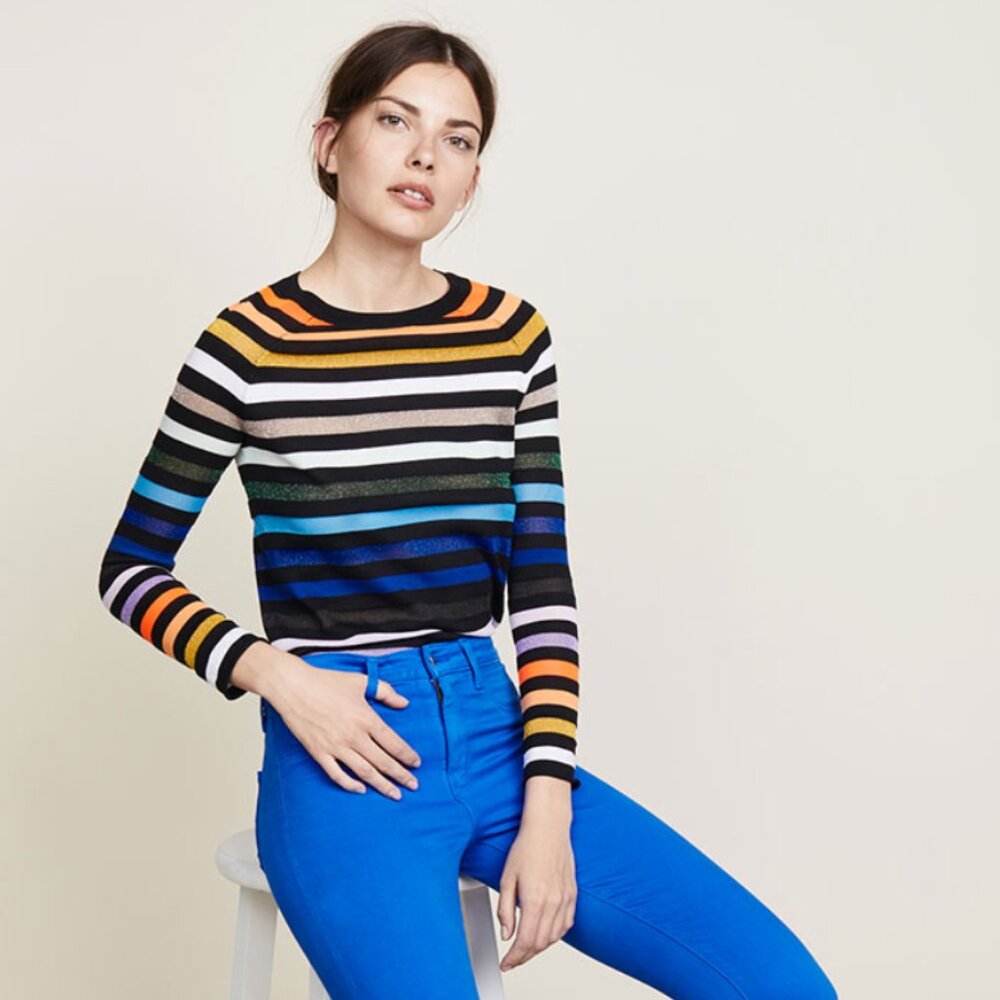 Replica Los Angeles Medium Rainbow Stripe Top Metallic Long Sleeve